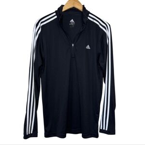 Adidas Three Stripe Black Pullover Quarter Zip Track Jacket Size Medium